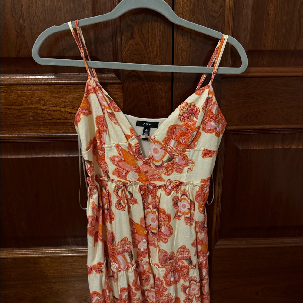 Aqua Women's Mini Dress - Cream and Orange Floral